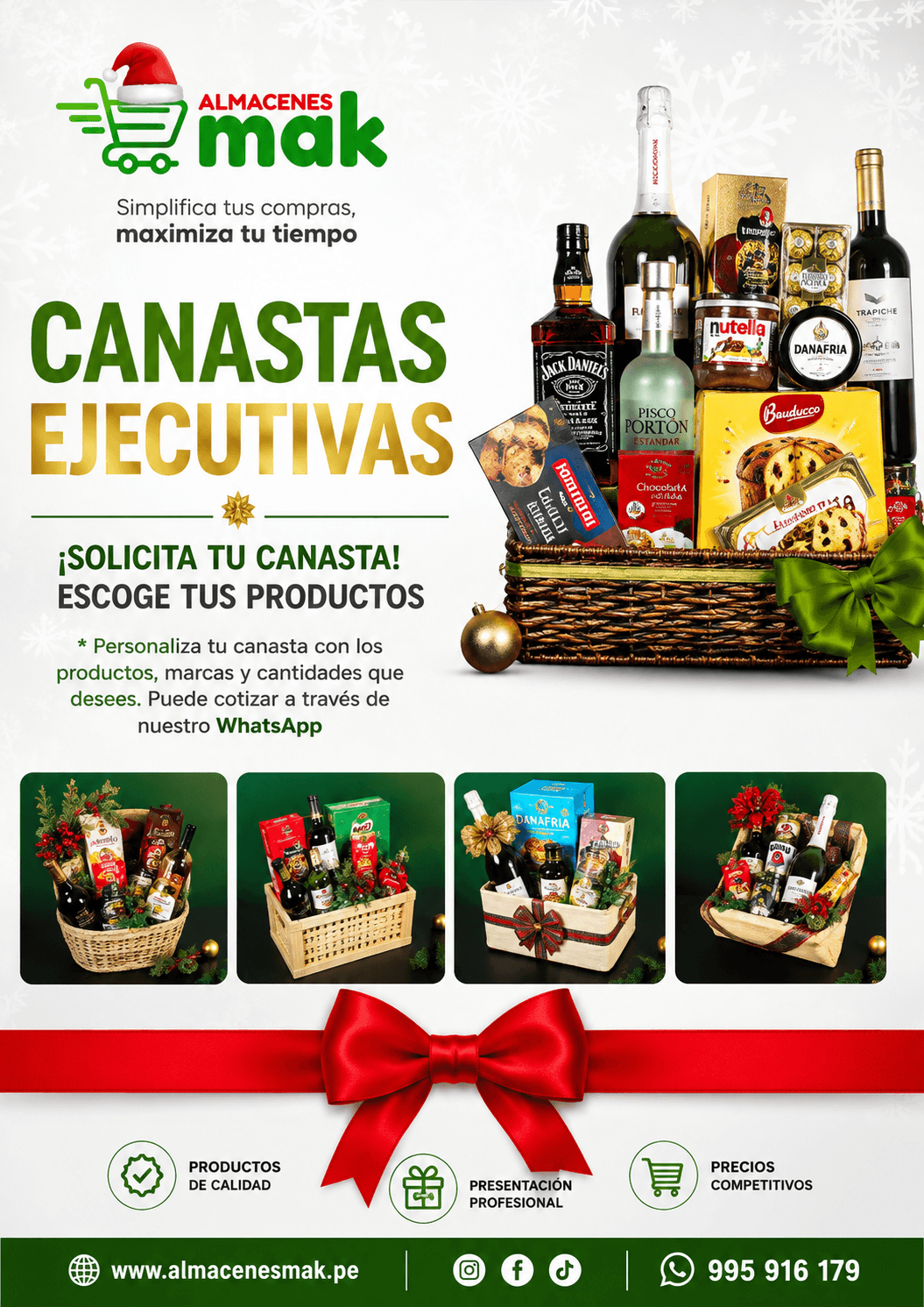 Canasta navideña corporativa Almacenes MAK - modelo 1