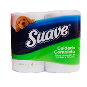 Papel Higiénico SUAVE Cuidado Completo Doble Hoja 4 Rollos
