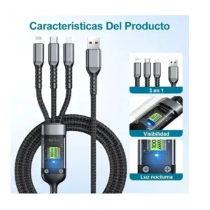 Cable USB Super 3 en 1 100w Cable 1m